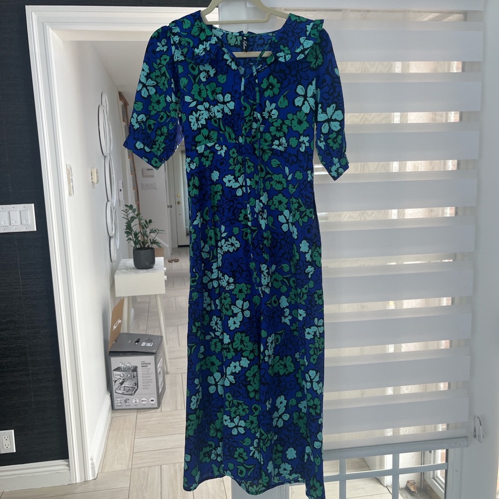 Floral Blue and Green Women's Dress